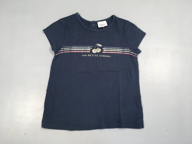 T-shirt m.c bleu cerises, moins cher chez Petit Kiwi