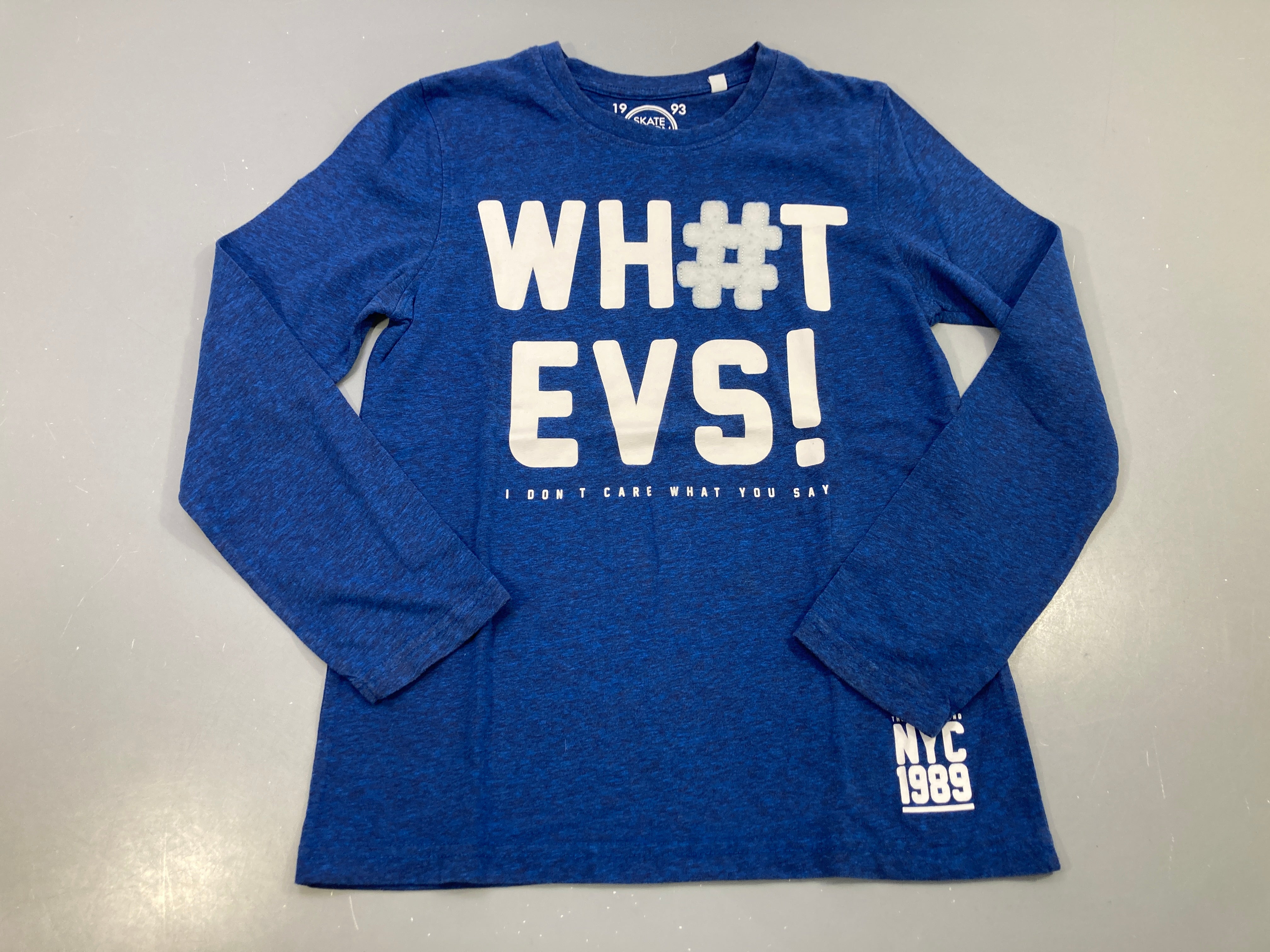 T-shirt m.l bleu roi chiné, What evs!