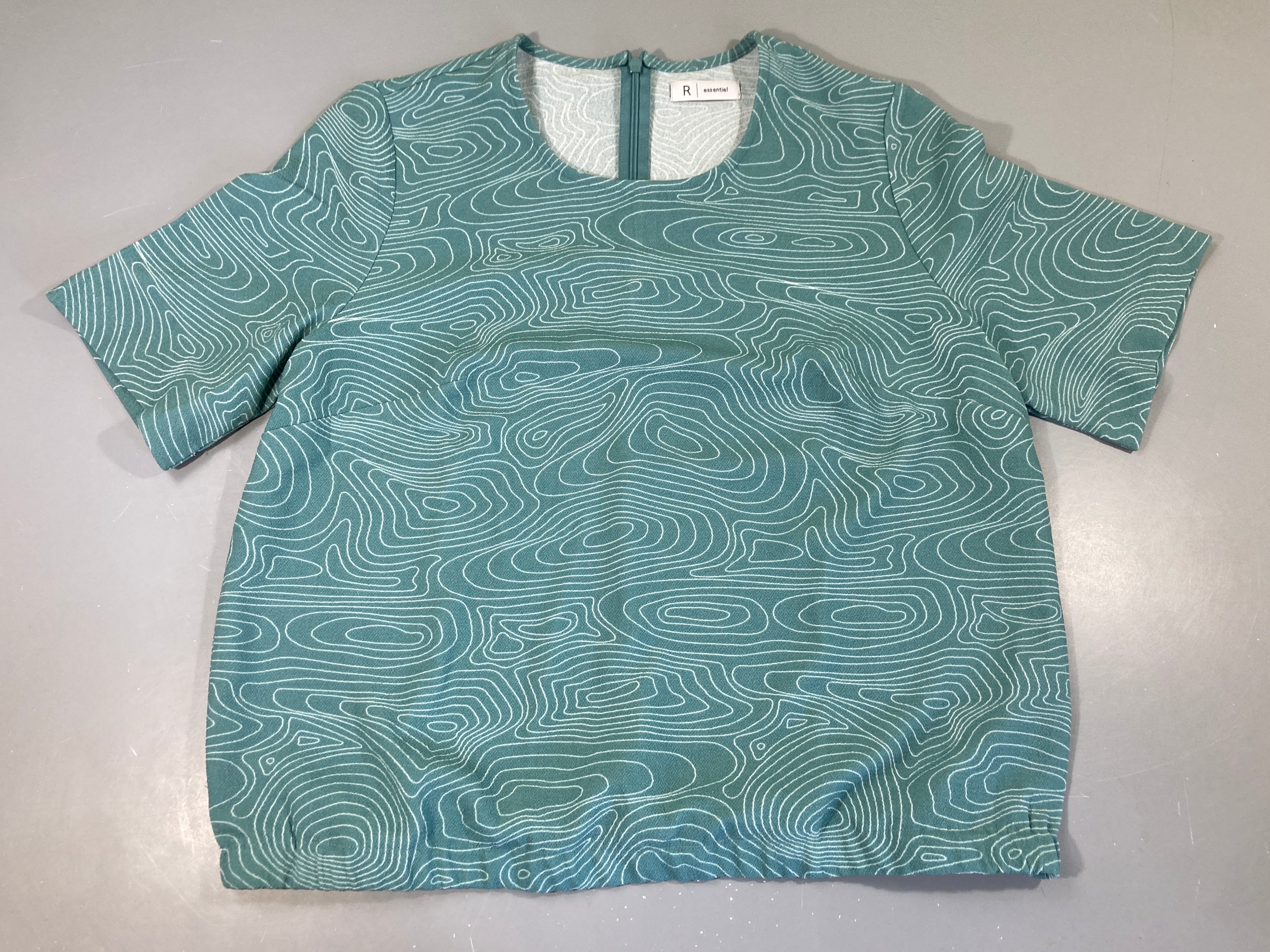 Blouse m.c mousseline vert vagues, 42