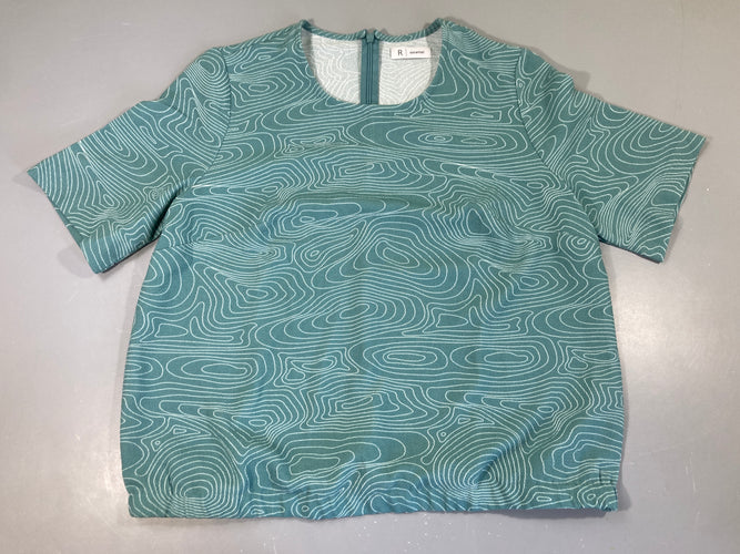 Blouse m.c mousseline vert vagues, 42, moins cher chez Petit Kiwi