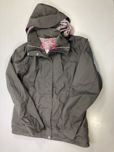Veste zippée capuche noire, doublure triangles rose et gris, moins cher chez Petit Kiwi