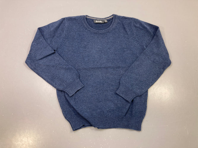 Pull bleu marine chiné col rond, moins cher chez Petit Kiwi