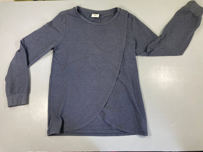 Sweat d'allaitement bleu chiné, un peu bouloché, moins cher chez Petit Kiwi