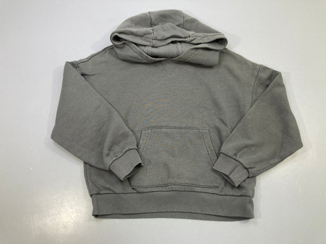 Sweat capuche gris uni, poche kangourou Légèreement bouloché, moins cher chez Petit Kiwi