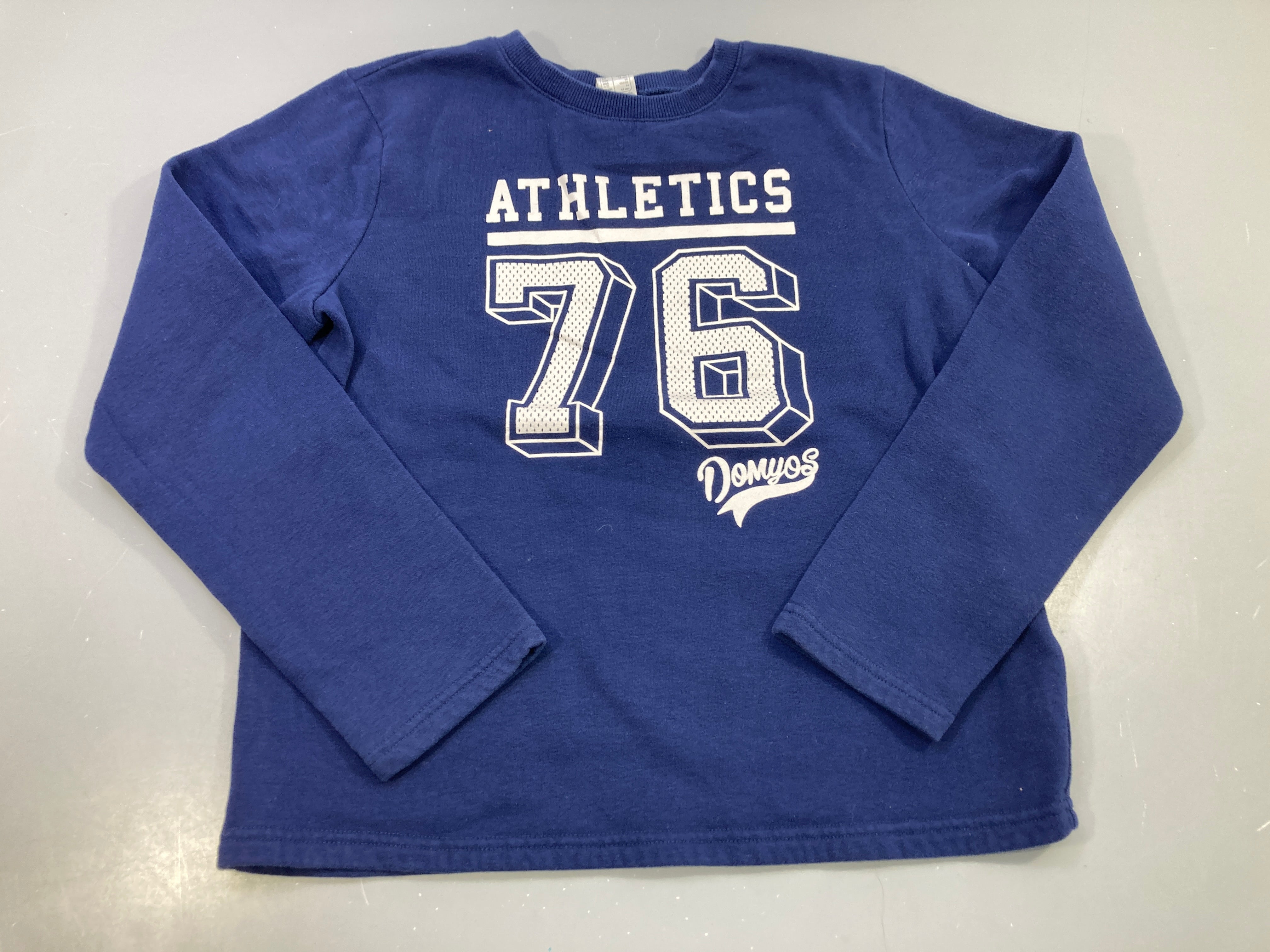 Sweat bleu marine imprimé Athletics 76 blanc, Domyos