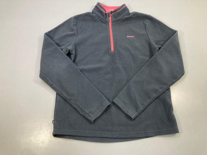 Polar gris anthracite col montant demi-zippé, zip rose, Quechua, moins cher chez Petit Kiwi