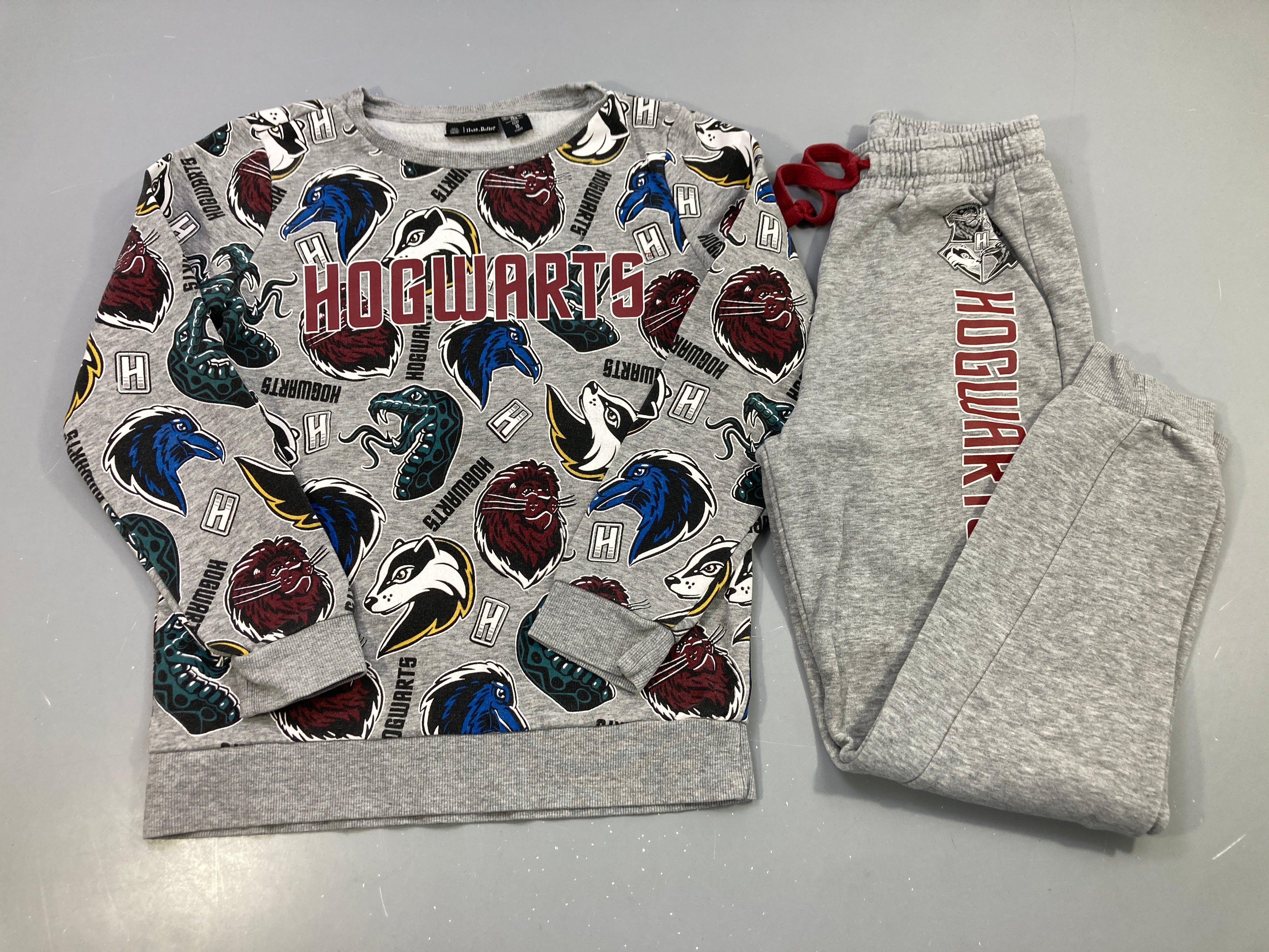 Ensemble 2pcs sweat + jogging gris chiné, imprimé Hogwarts Harrayé Potter