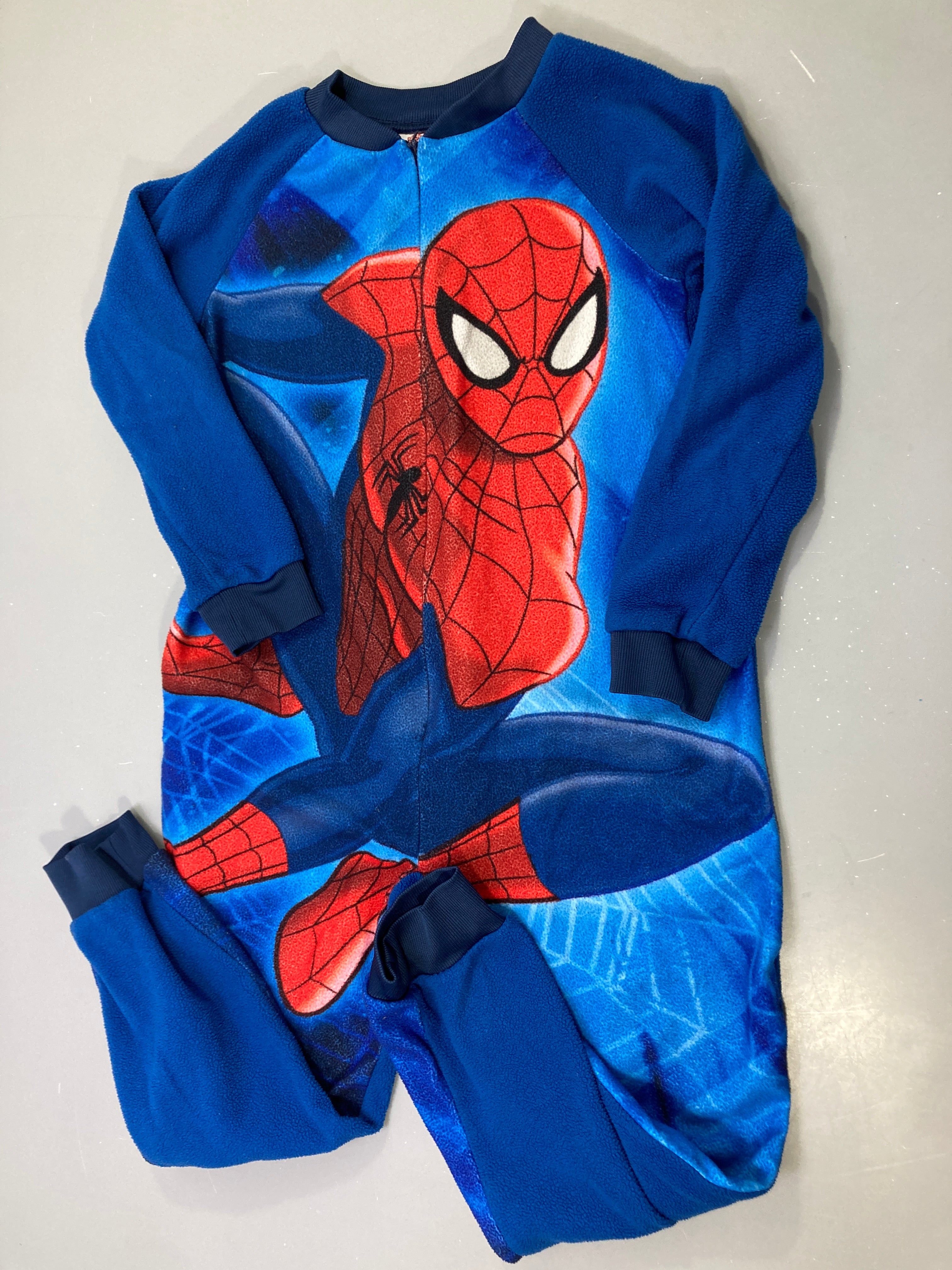 Pyjama polaire bleu Spiderman, combinaison zippée