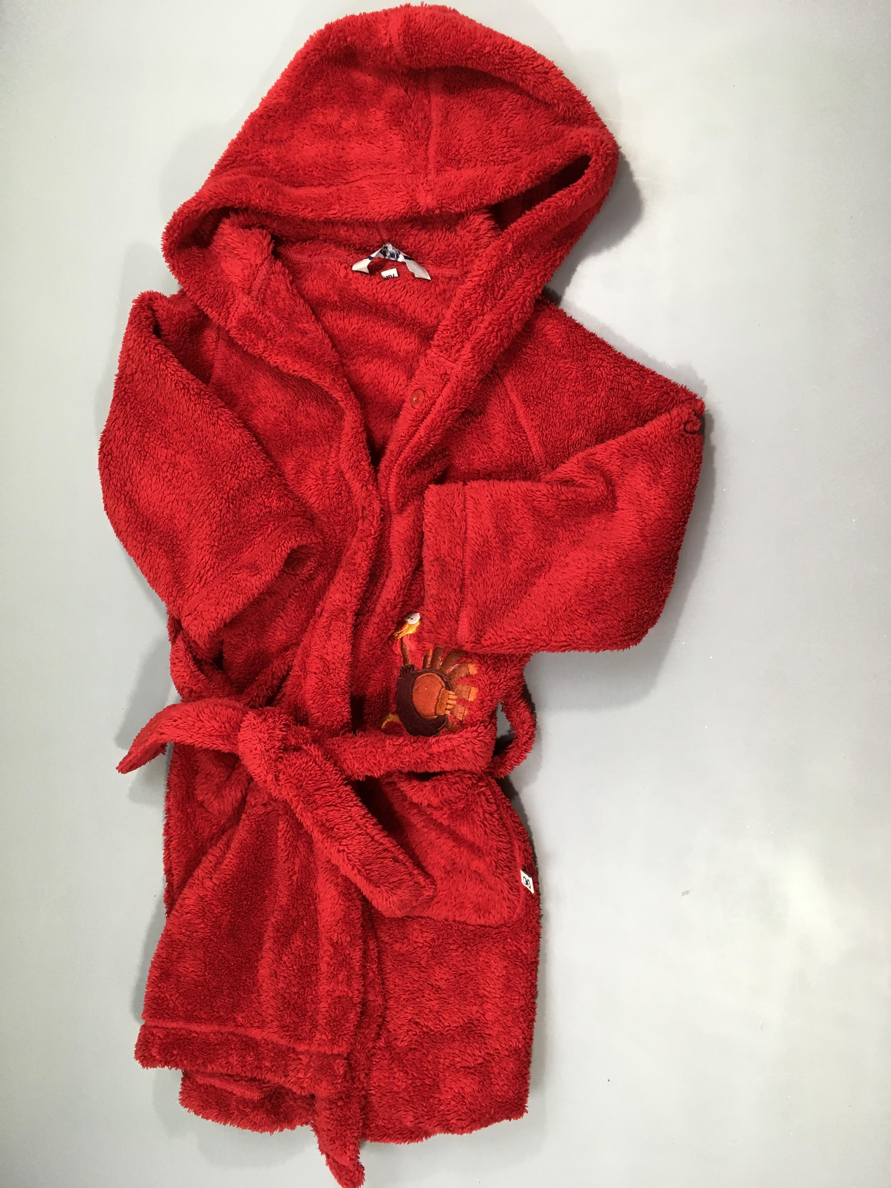 Peignoir velours rouge à capuche