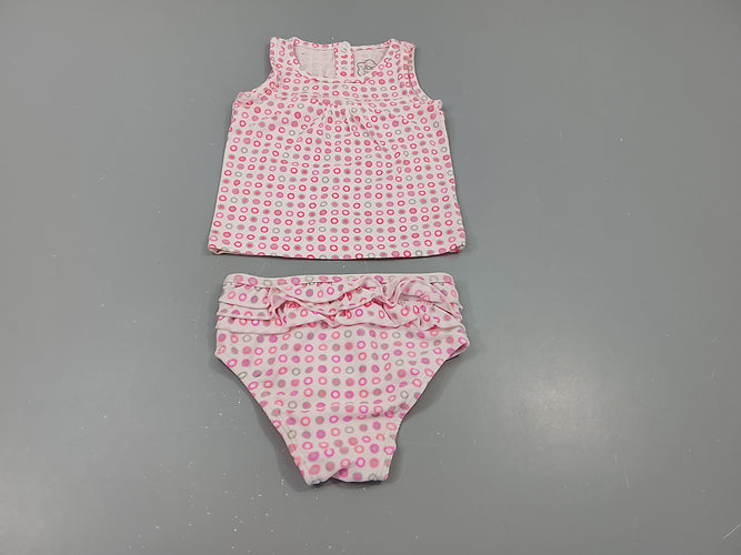 Ensemble de plage shirt jersey s.m rose à motifs gris , rose + culotte de maillot assortie, moins cher chez Petit Kiwi
