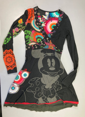 Robe m.l jersey noir motifs Mickey, moins cher chez Petit Kiwi