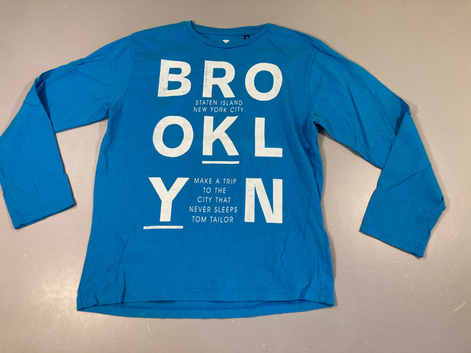 T-shirt m.l bleu Bro, légèrement bouloché, moins cher chez Petit Kiwi