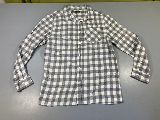 Chemise m.l flanelle à carreaux gris chiné/blanc Petite tache col, moins cher chez Petit Kiwi