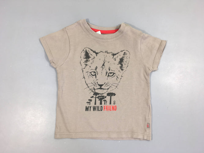 T-shirt m.c beige lion, moins cher chez Petit Kiwi
