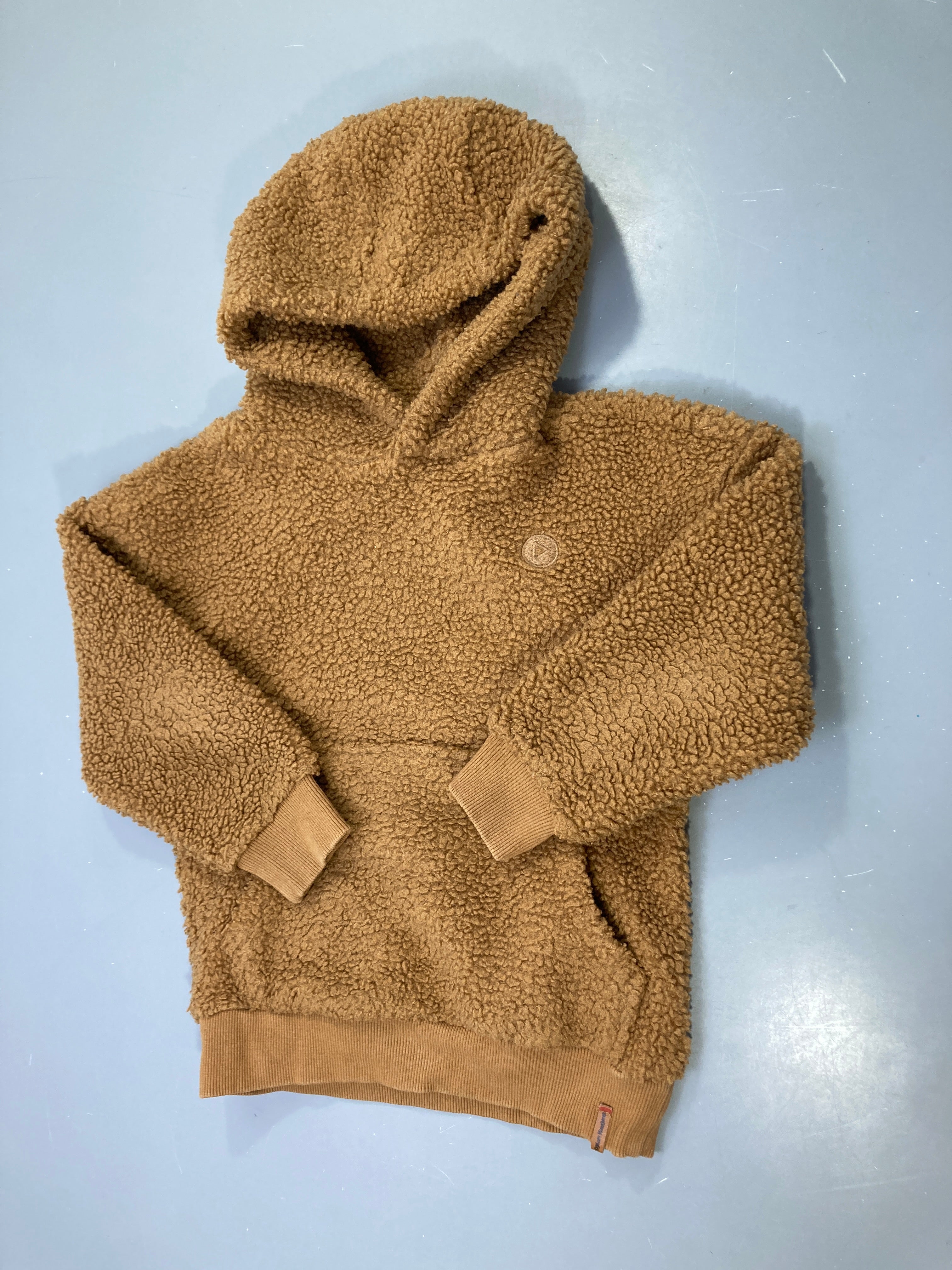 Sweat capuche camel sherpa, poche kangourou