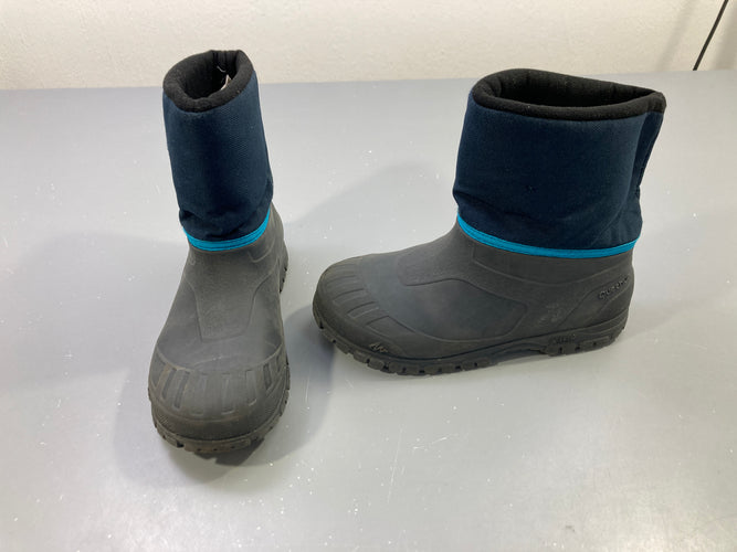 Bottes de neige noires et bleu marine, liseré turquoise, Quechua, moins cher chez Petit Kiwi