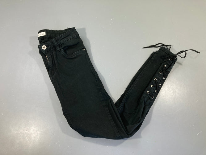 Pantalon noir slim  laçage bas, moins cher chez Petit Kiwi