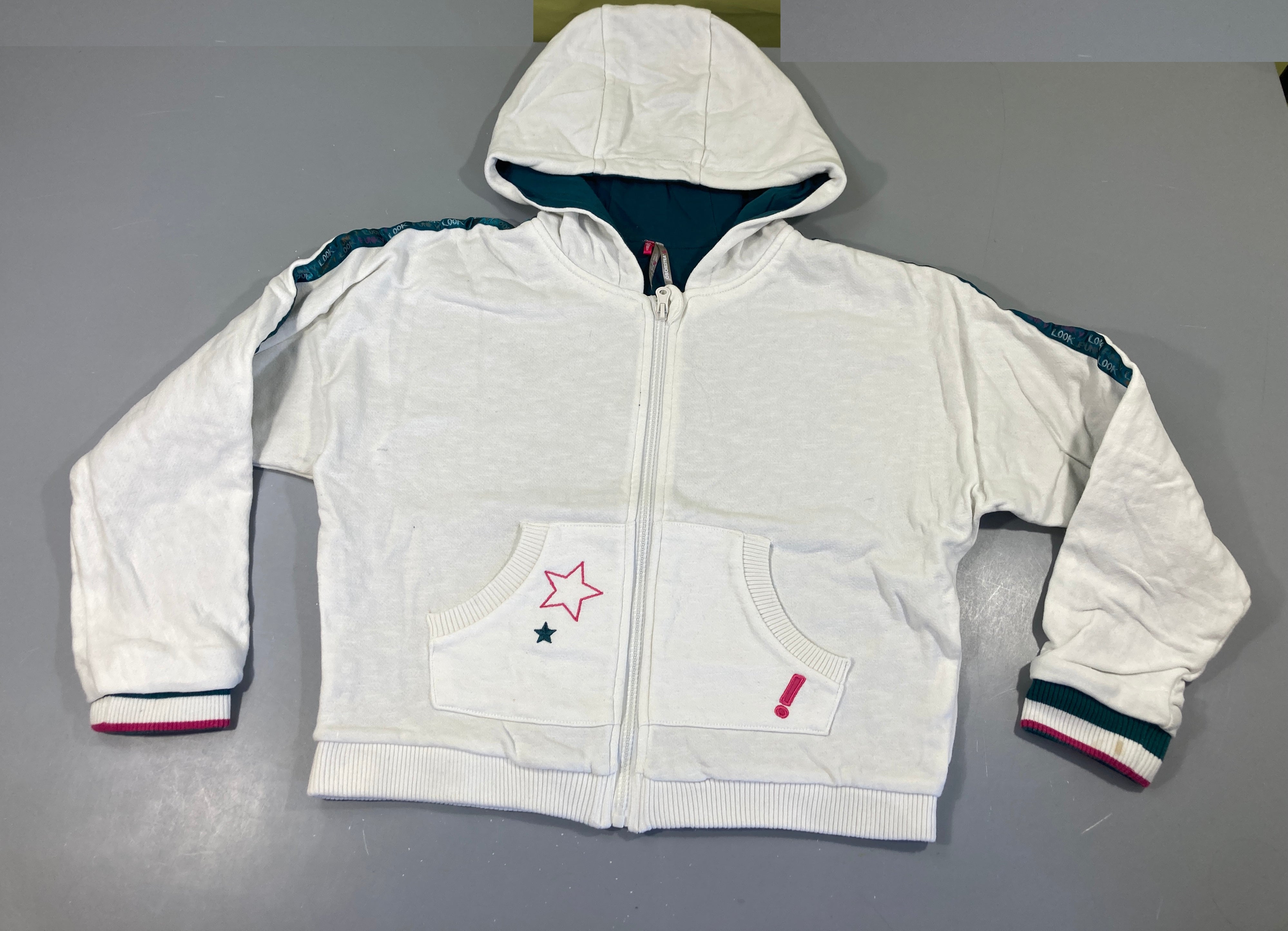Sweat zippé à capuche blanc Look taches manches