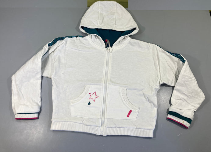 Sweat zippé à capuche blanc Look taches manches, moins cher chez Petit Kiwi