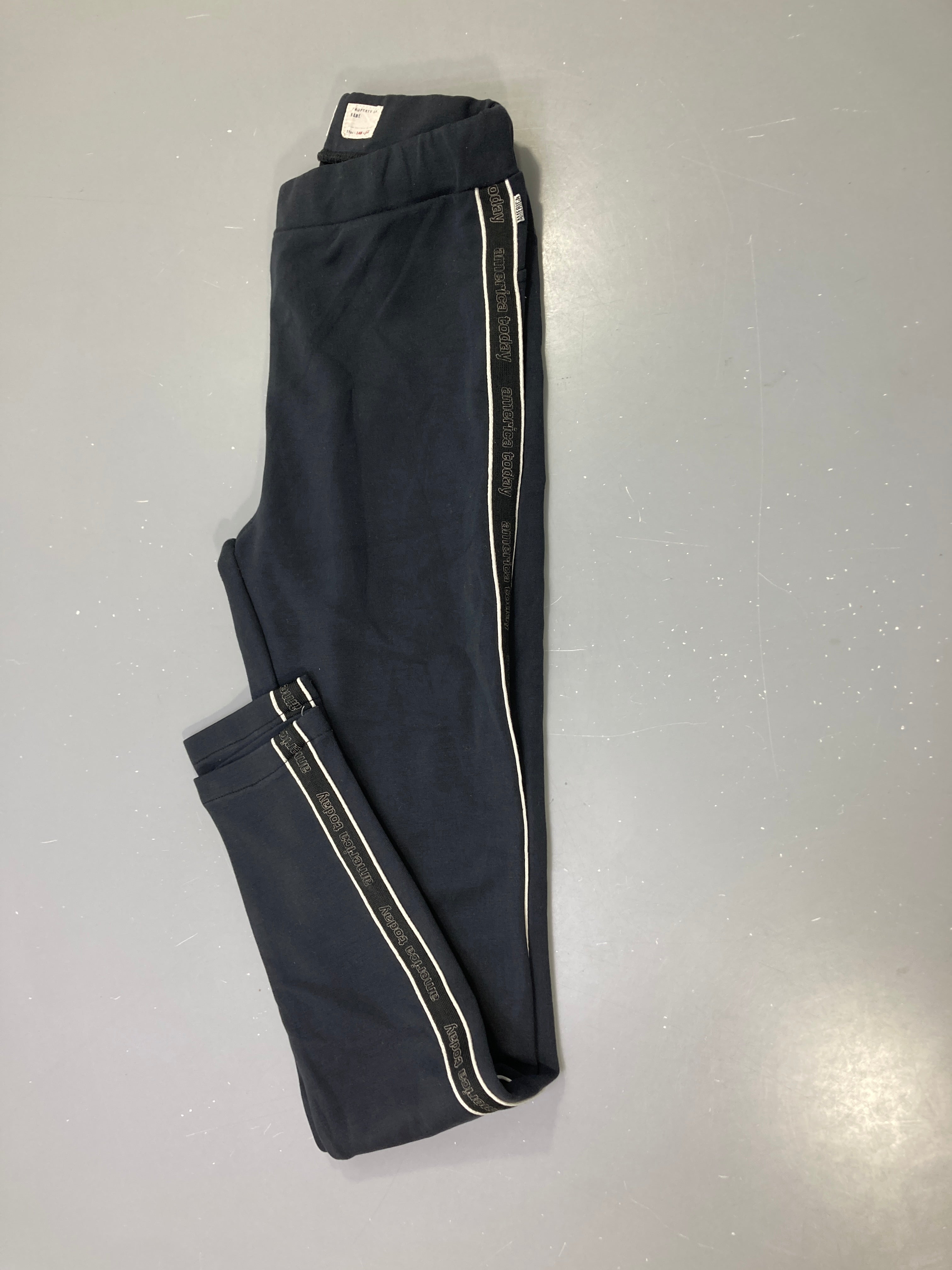 Legging jersey noir, bandes latérales logo noires et blanches