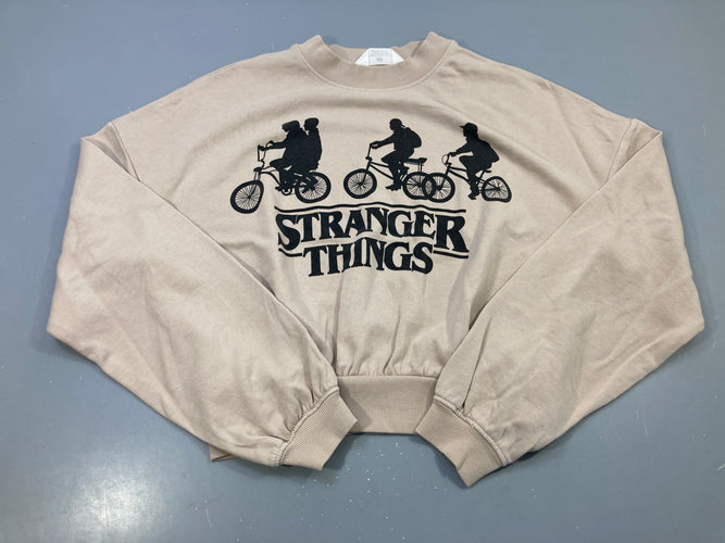 Sweat léger court beige imprimé Stranger Things, moins cher chez Petit Kiwi