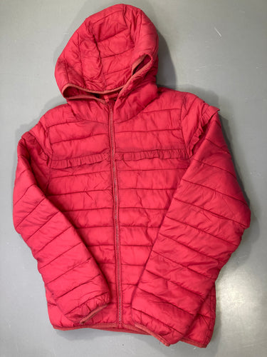 Doudoune light rose capuche zippée, volants, moins cher chez Petit Kiwi