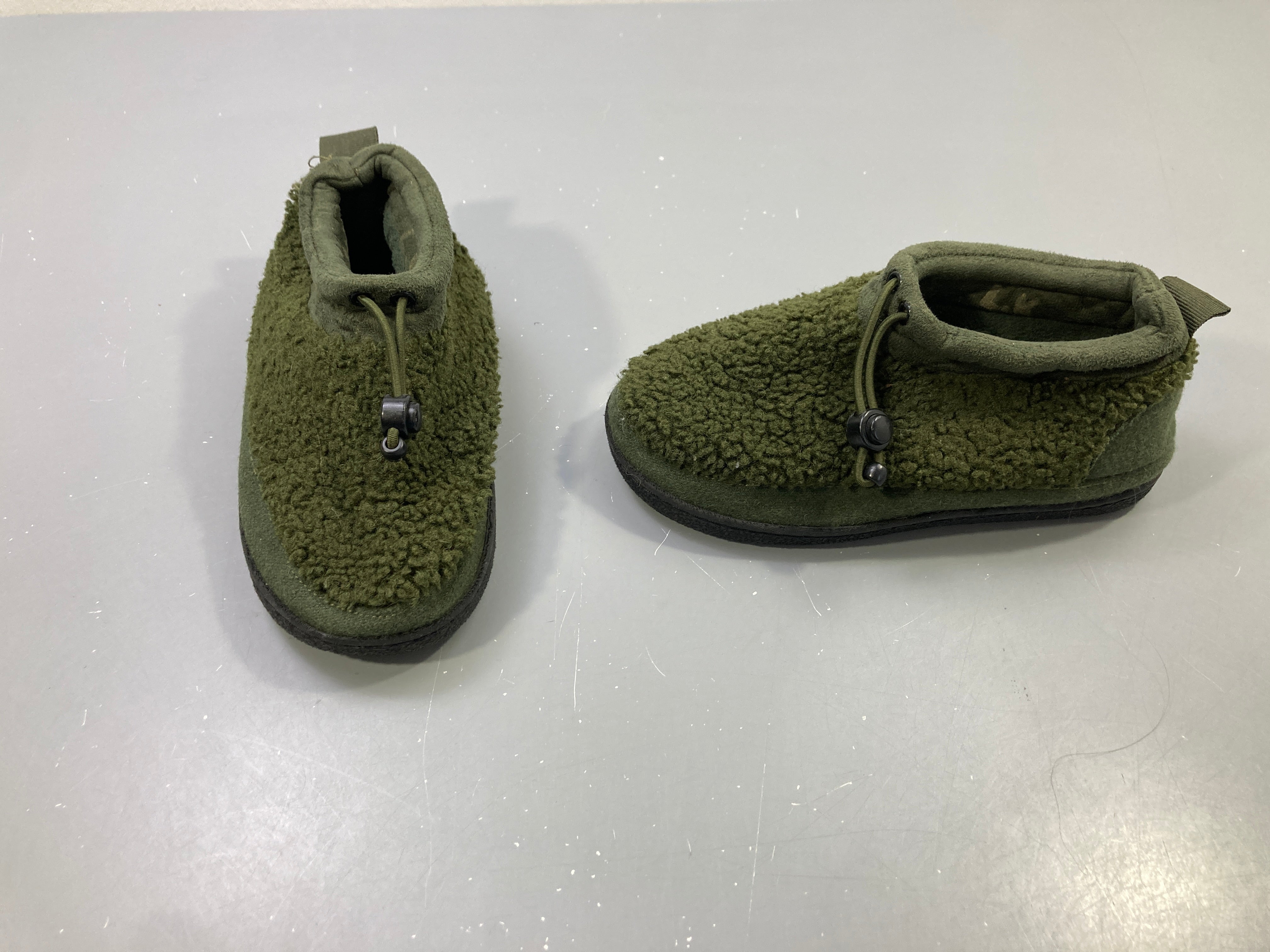 Pantoufles vert kaki sherpa, cordon élastique Ayacucho, 31-32