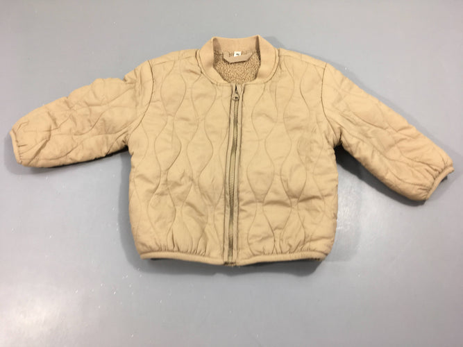 Veste matelassée légère zippée beige, moins cher chez Petit Kiwi