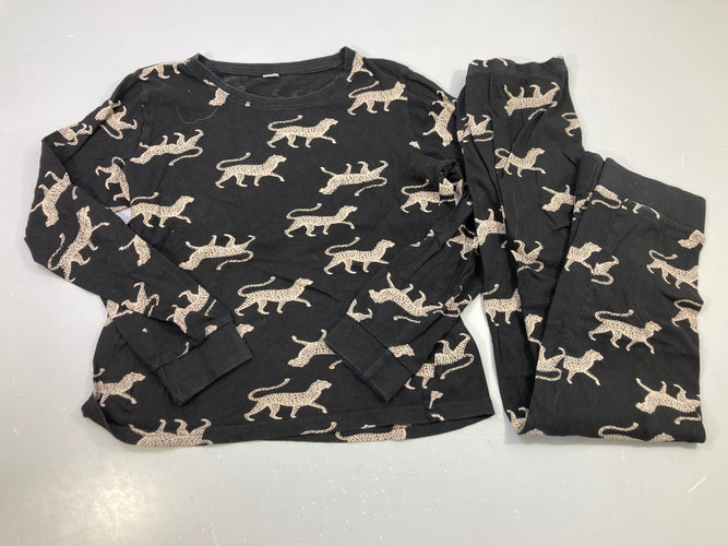 Pyjama jersey 2pcs noir léopards beige, moins cher chez Petit Kiwi