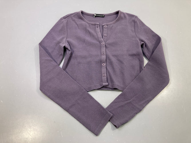 Gilet jersey m.l violet côtelé court, boutonné, moins cher chez Petit Kiwi