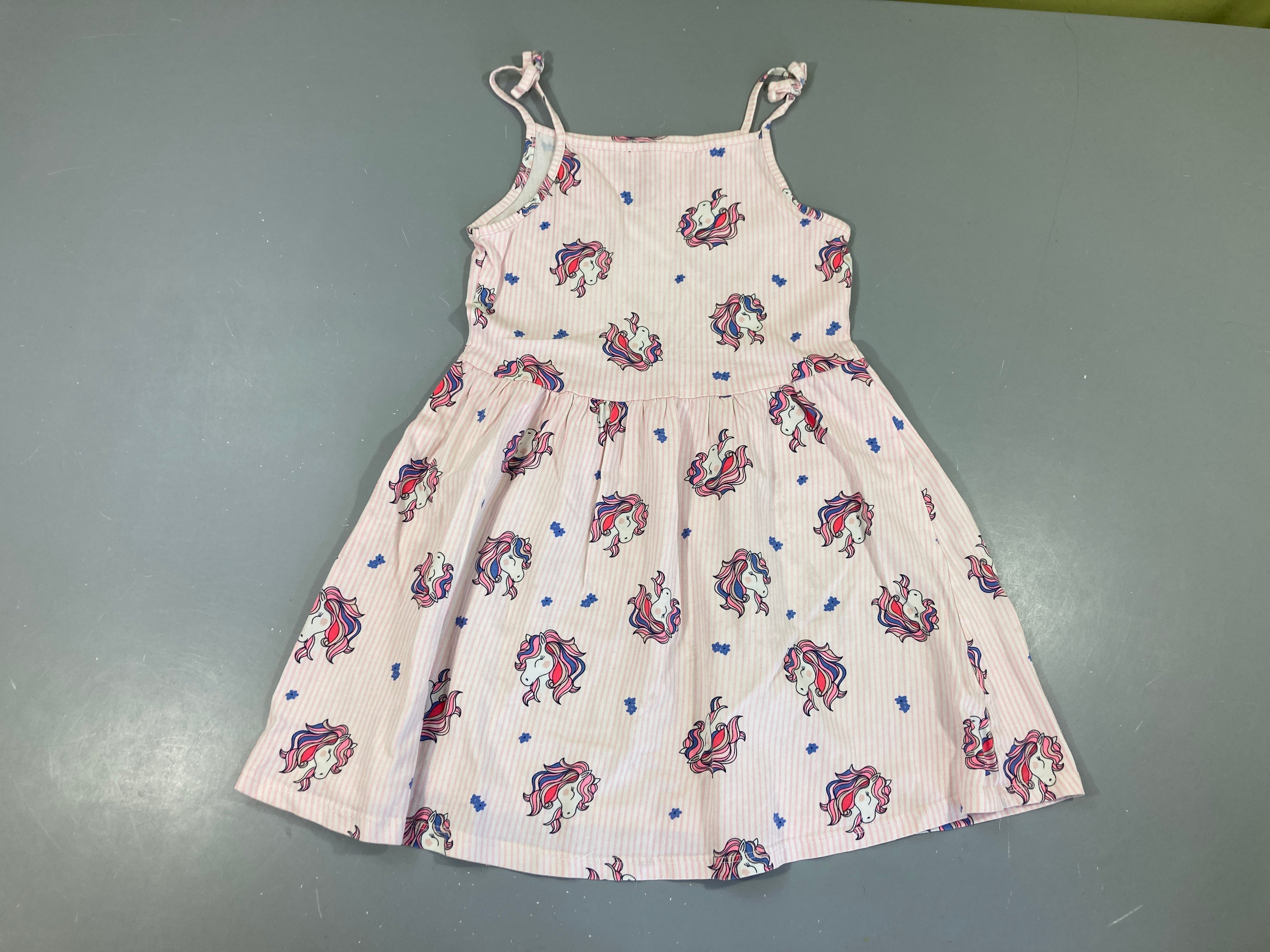 Robe s.m jersey blanc rayé rose licornes