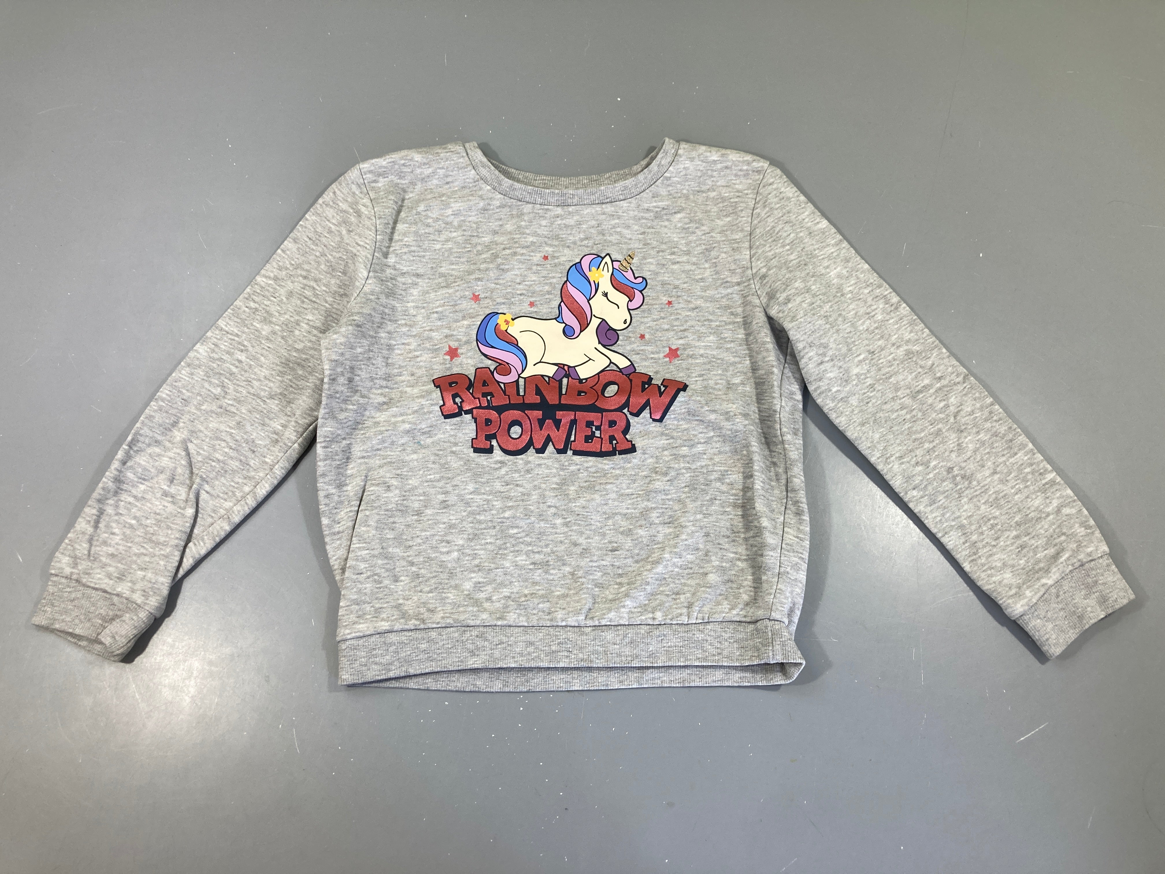 Sweat gris chiné Licorne Rainbow