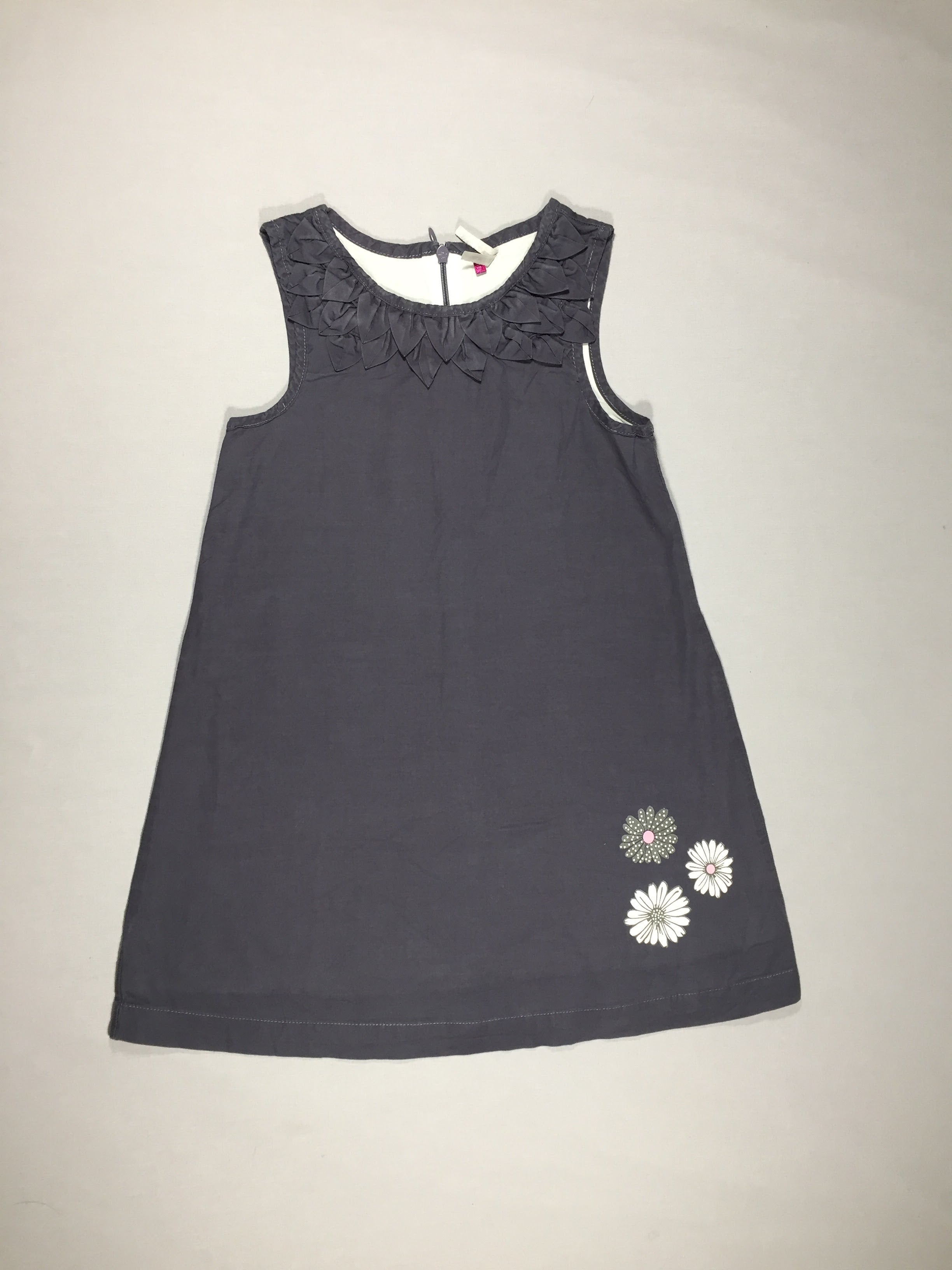 Robe s.m bleu - pétales au cou - fleurs