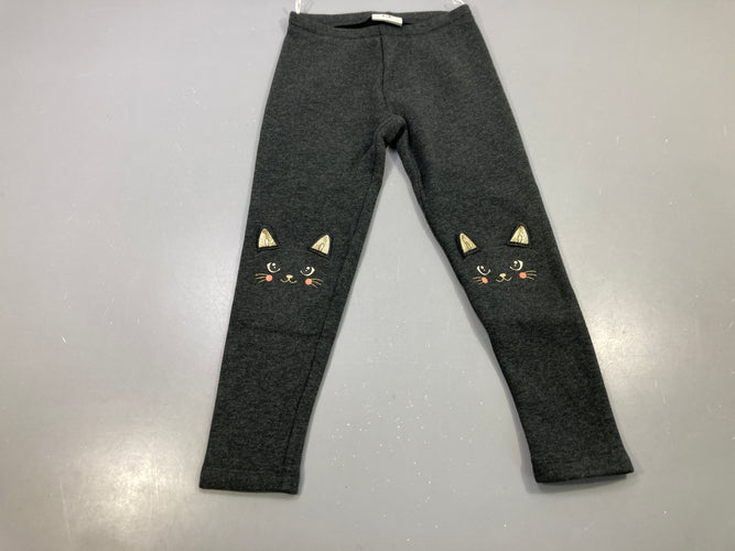 Legging épais gris anthracite chats aux genoux, oreilles dorées, moins cher chez Petit Kiwi