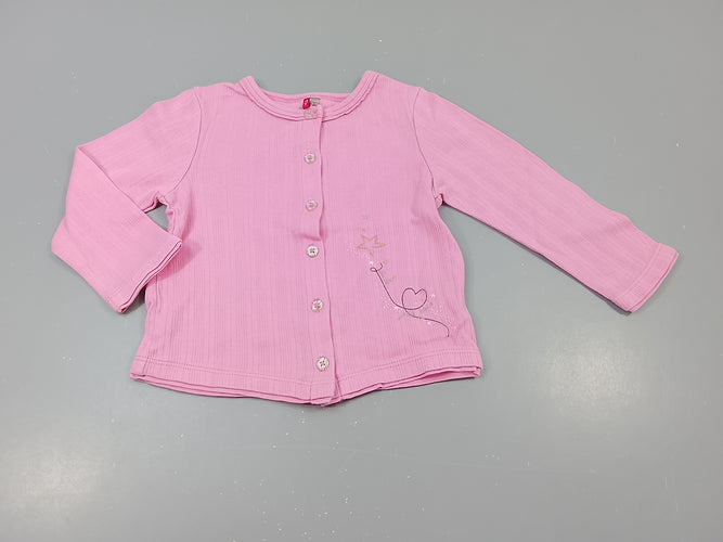 Gilet rose texturé,boutons pailletés, moins cher chez Petit Kiwi