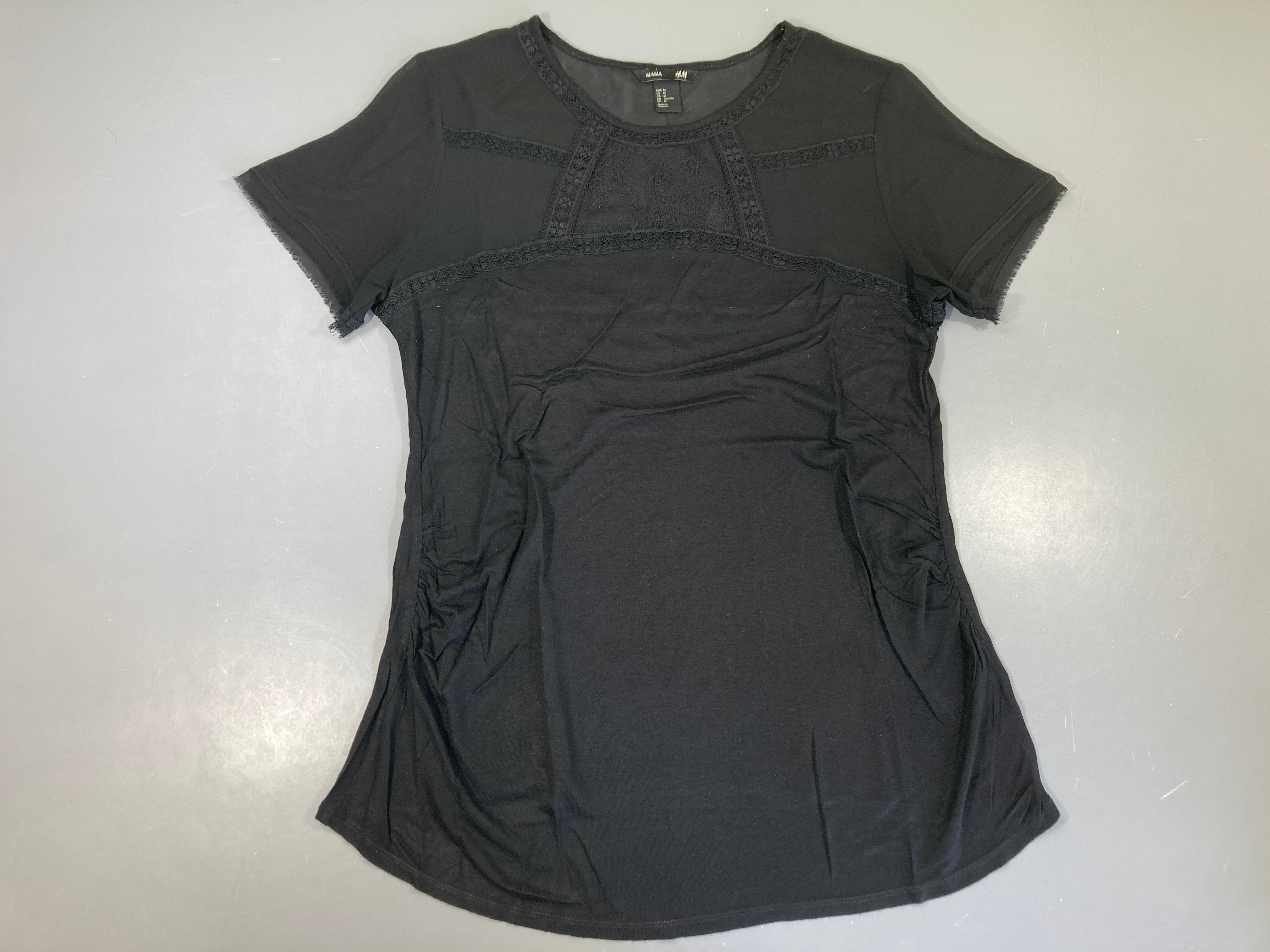 T-shirt m.c bi-matière vieux rose clair dentelle et voile haut