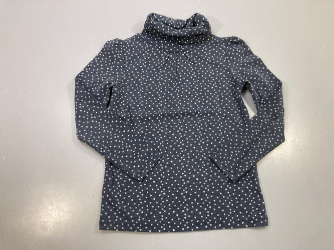 T-shirt m.l col roulé bleu marine chiné étoiles blanches, moins cher chez Petit Kiwi