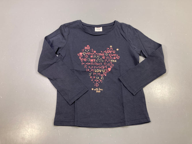 T-shirt m.l bleu marine cœur émoticônes rose et doré "Lov-U", moins cher chez Petit Kiwi