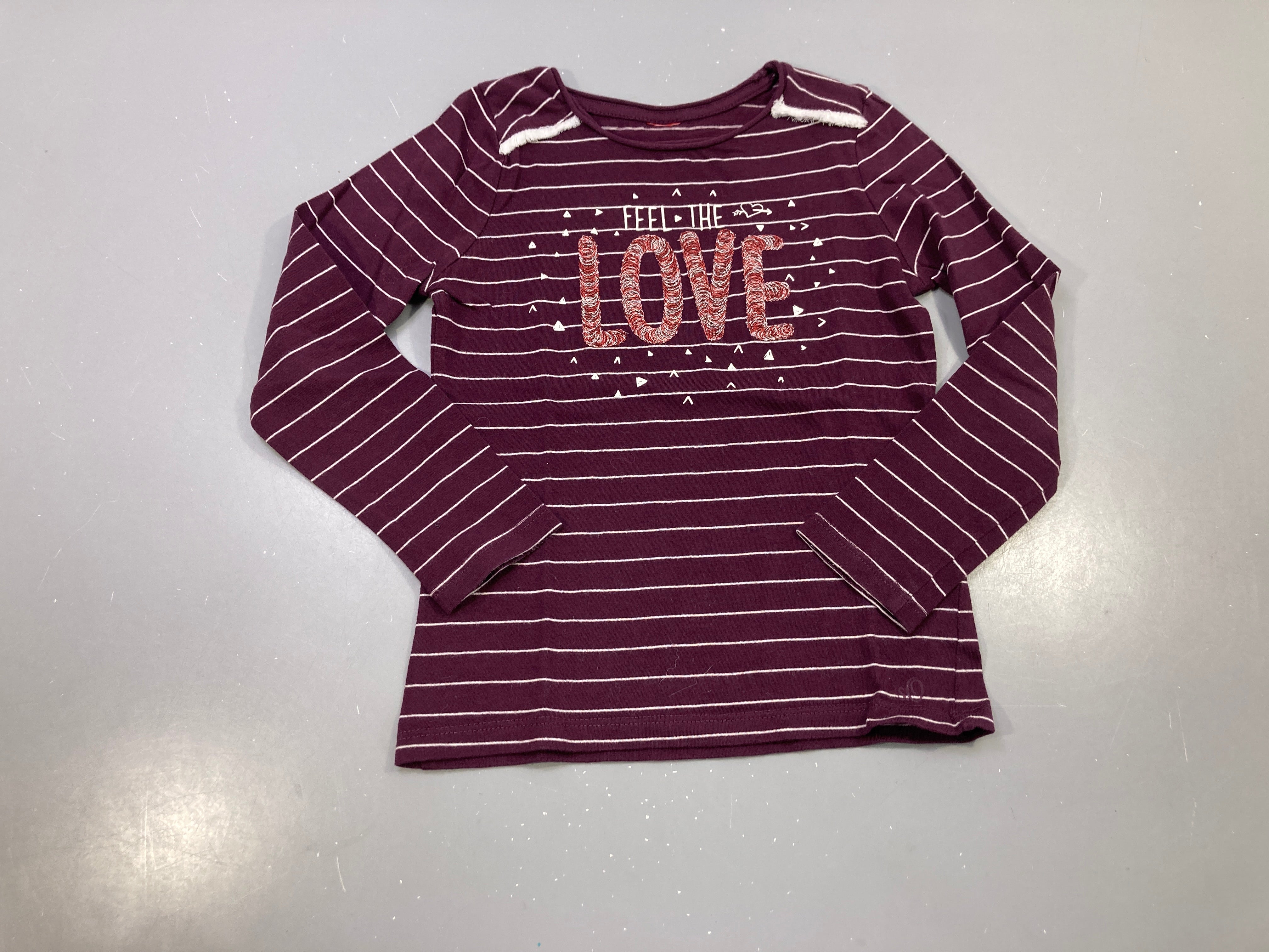 T-shirt m.l bordeaux rayé blanc 