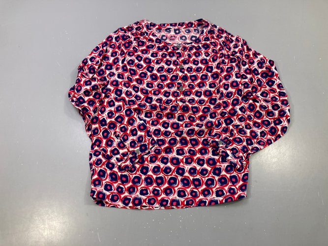 Blouse m.l rose rouge bleu marine motif cercles, boutons cœur, moins cher chez Petit Kiwi