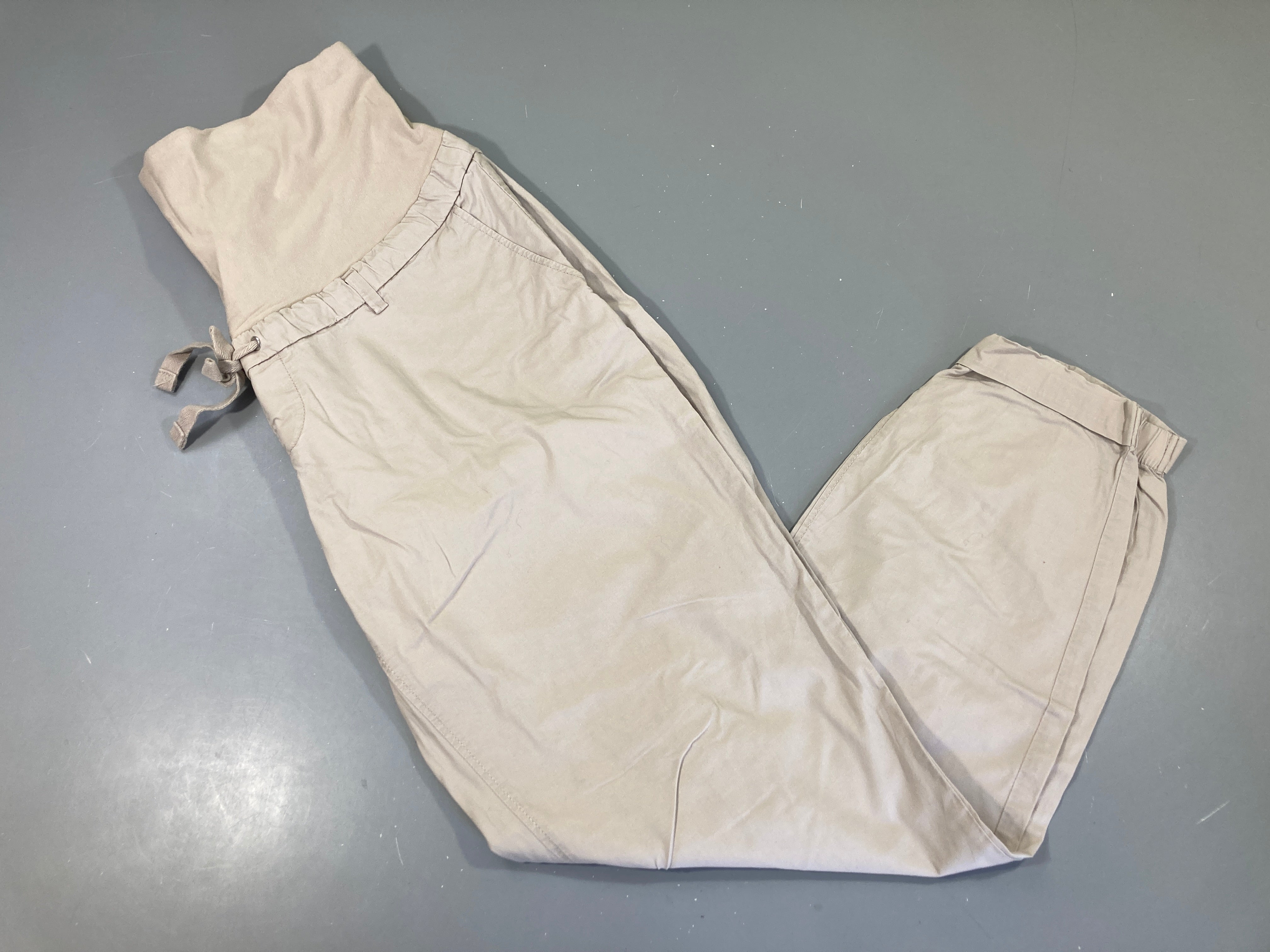 Pantalon de grossesse estival beige à revers