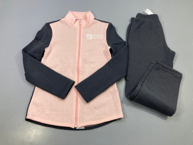 Ensemble 2pcs veste zippée rose et gris anthracite "Strt now" + pantalon molleton gris anthracite, moins cher chez Petit Kiwi