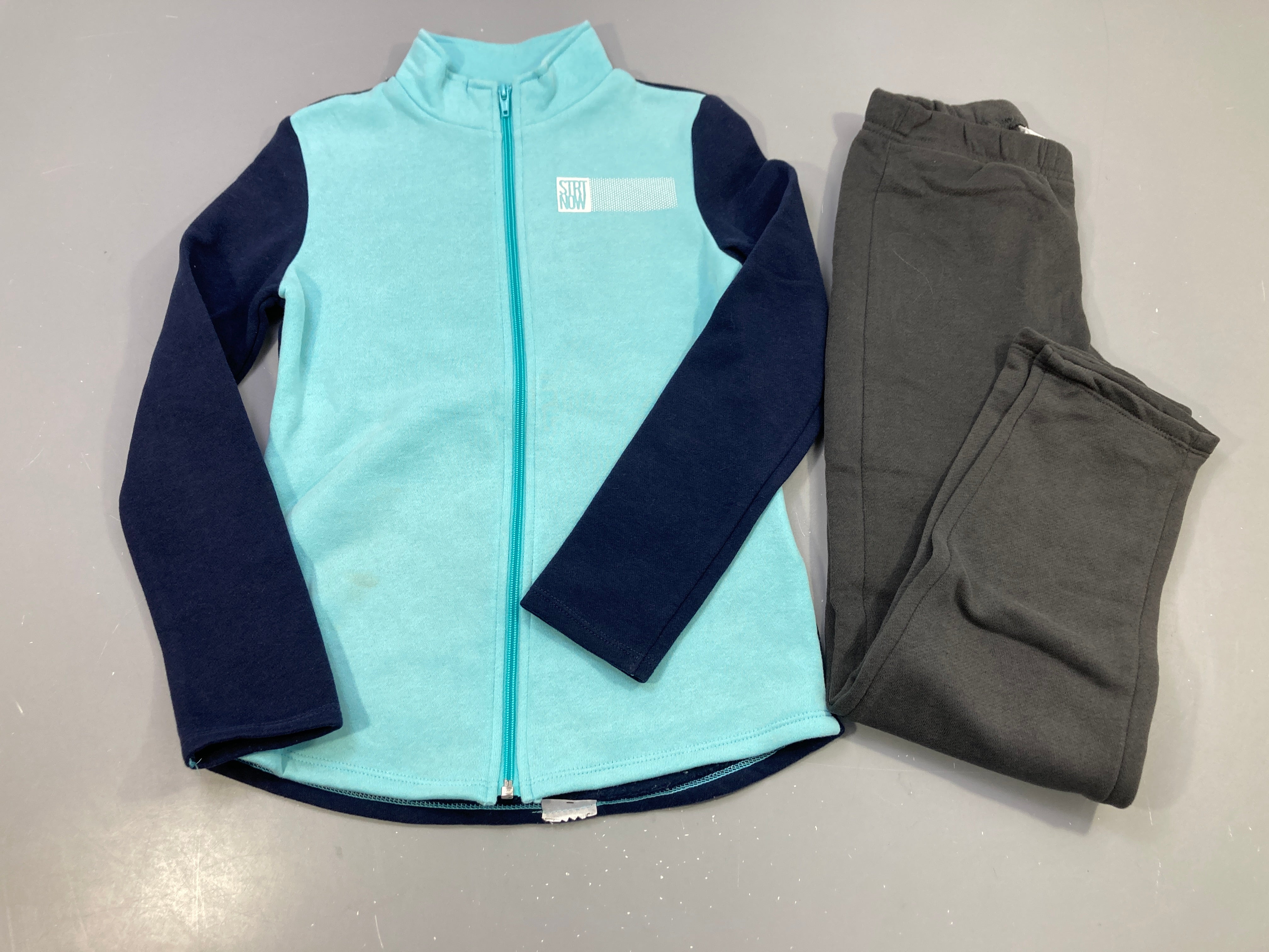 Ensemble 2pcs veste zippée turquoise et bleu marine 