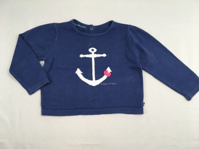 Pull bleu ancre, moins cher chez Petit Kiwi