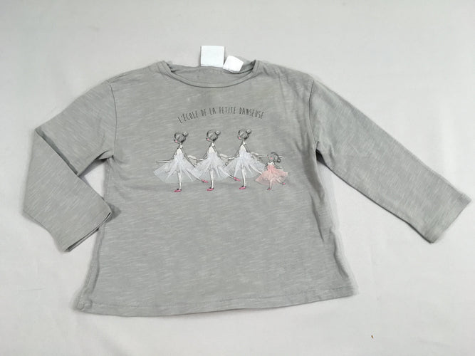 T-shirt m.l gris flammé danseuse tulle, moins cher chez Petit Kiwi