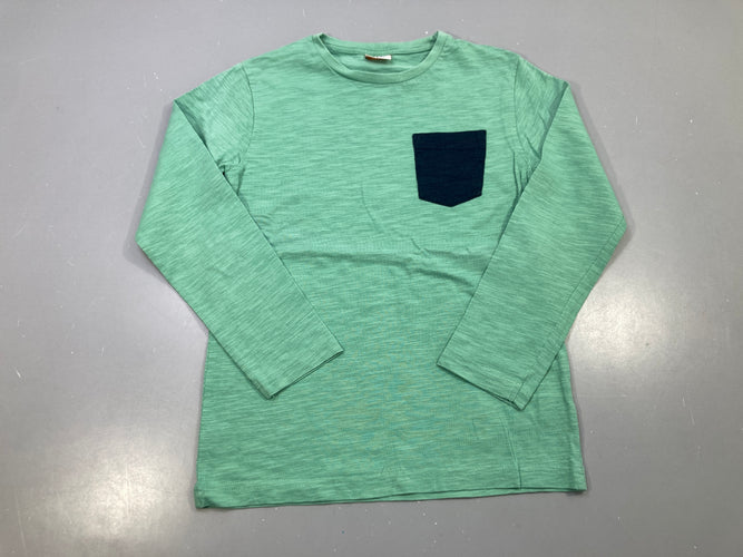 T-shirt m.l vert chiné, poche bleu marine, moins cher chez Petit Kiwi