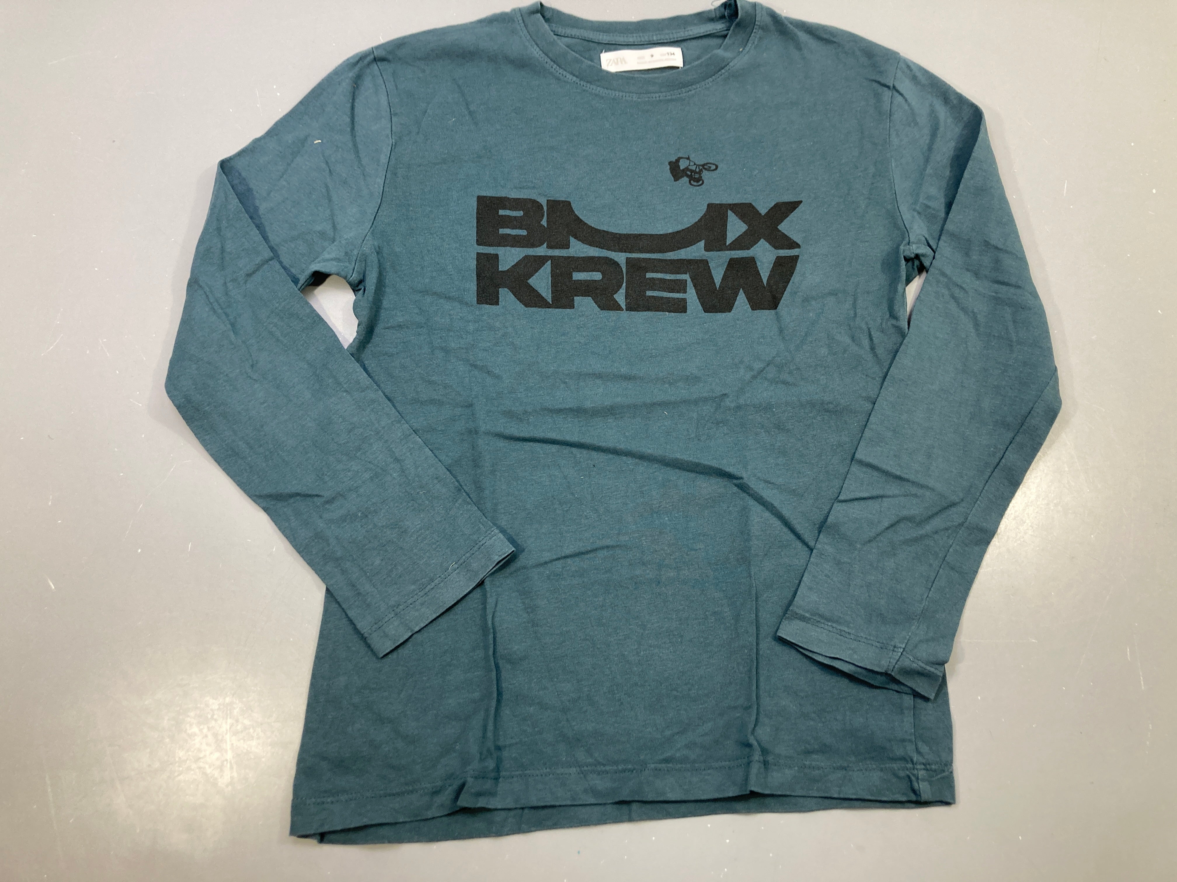 T-shirt m.l bleu pétrole imprimé BMX Krew noir