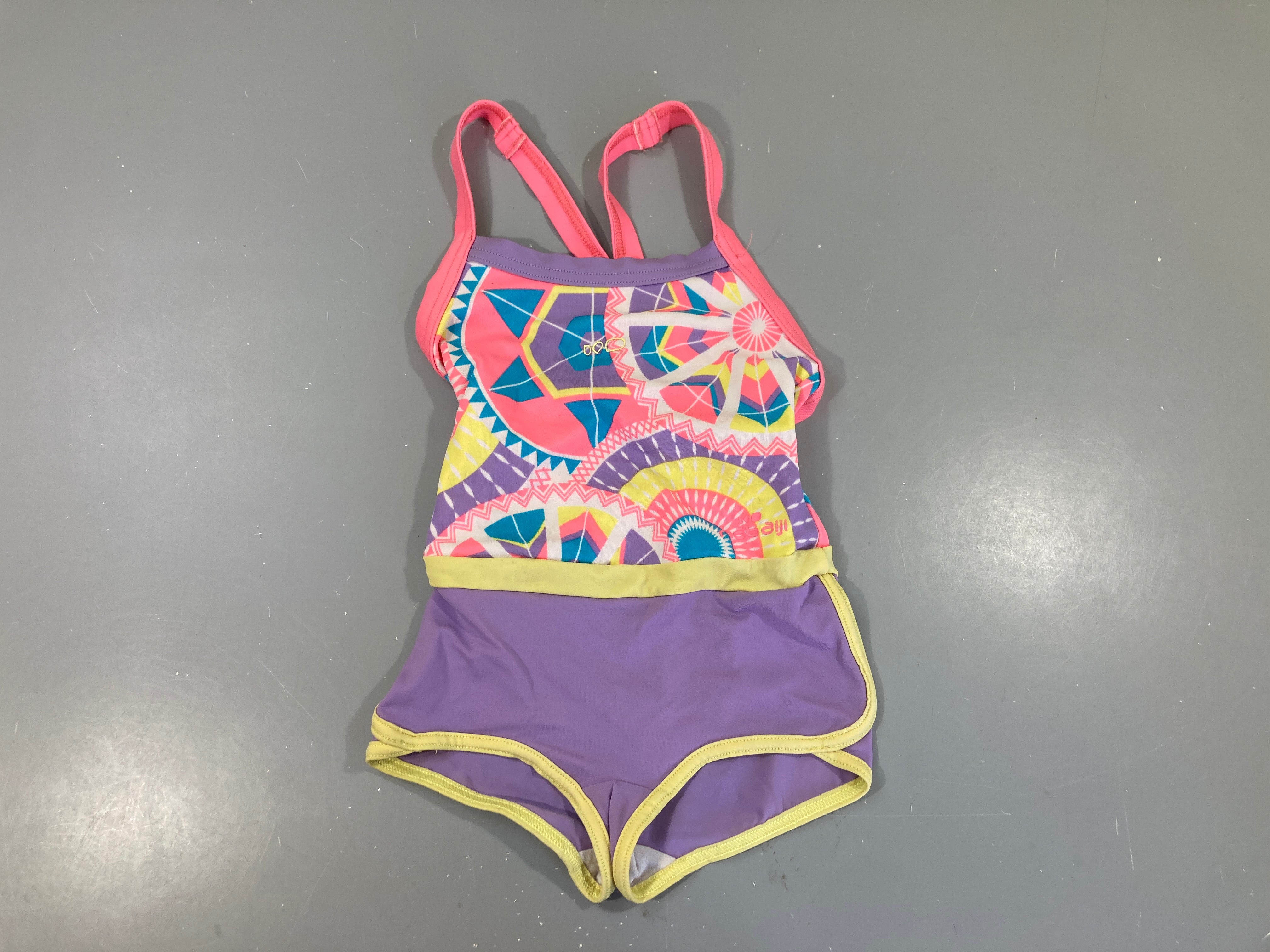 Maillot mauve-jaune formes géométriques