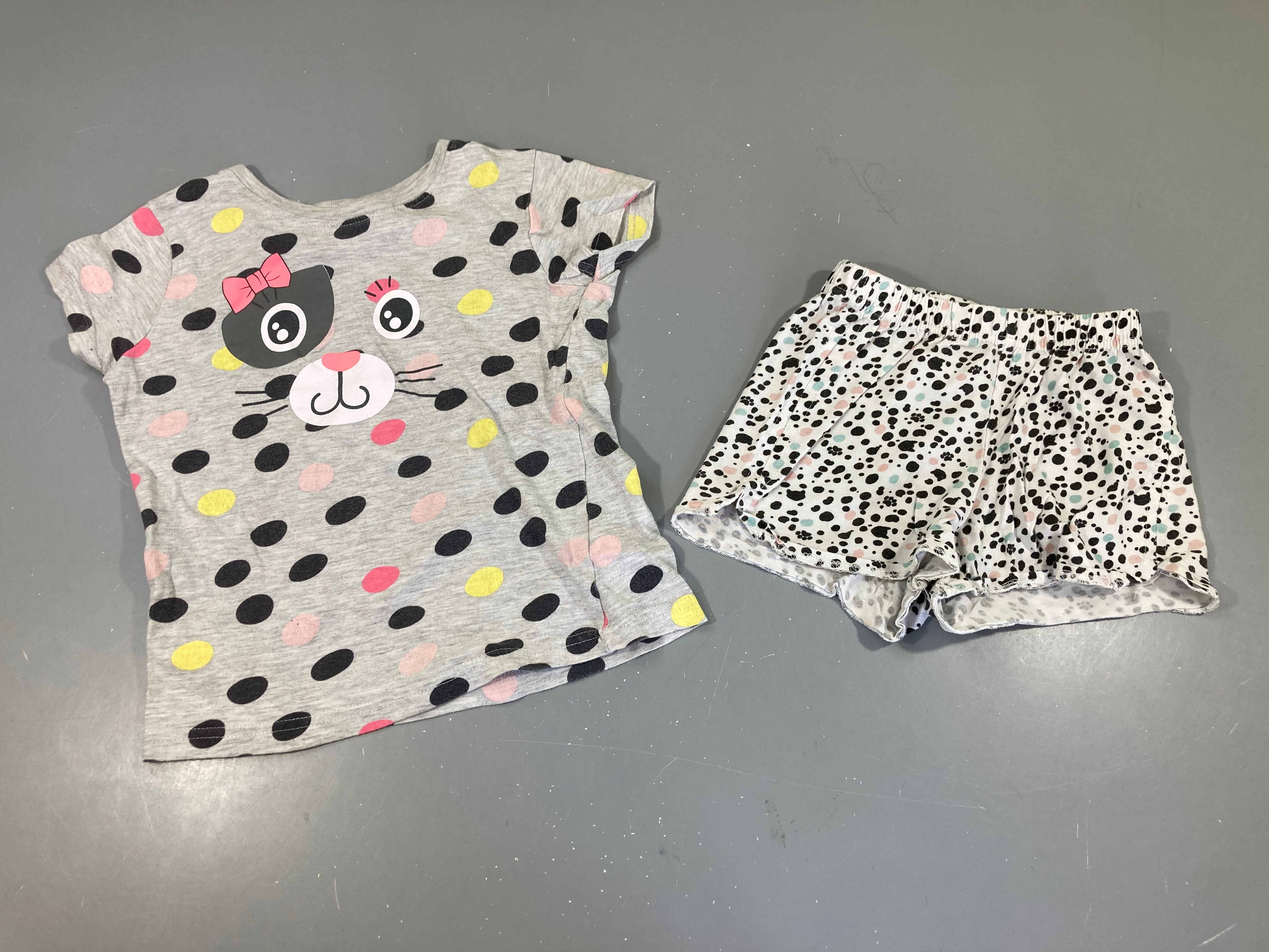 Pyjashort 2pcs jersey gris chat bouloché
