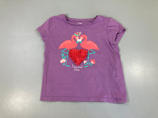 T-shirt m.c mauve flaments coeurs texturé, moins cher chez Petit Kiwi